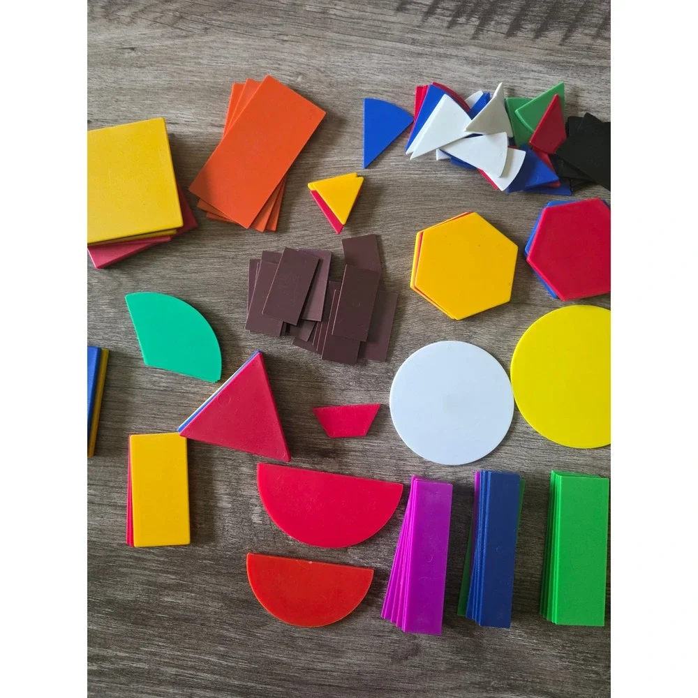 150+ Plastic Geometric Flat Block Lot Colorful Shapes Blocks Manipulatives